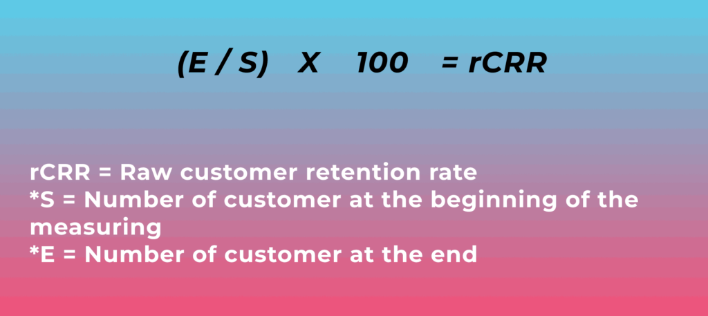 Raw customer retention rate formula