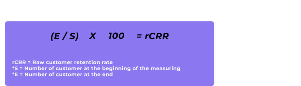 raw customer retention rate formula